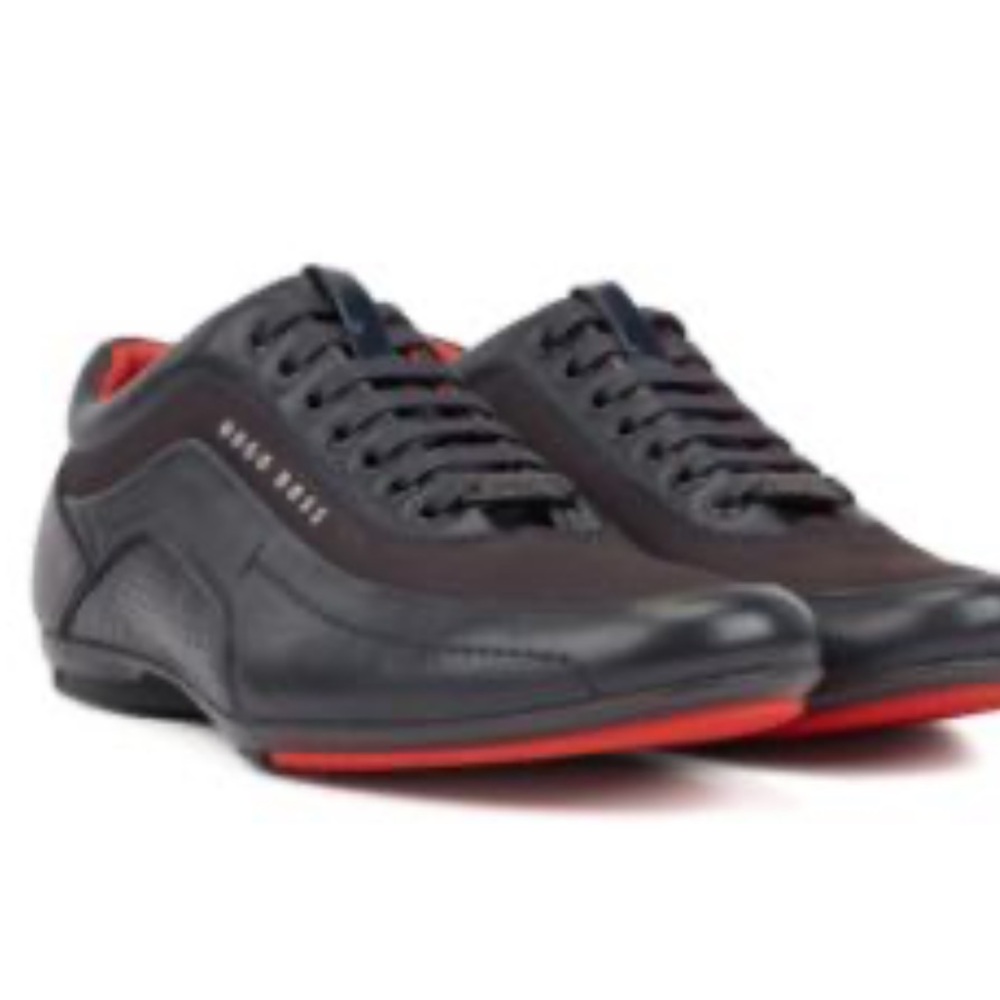 Hugo Boss Men's Black and Dark Brown Sneakers